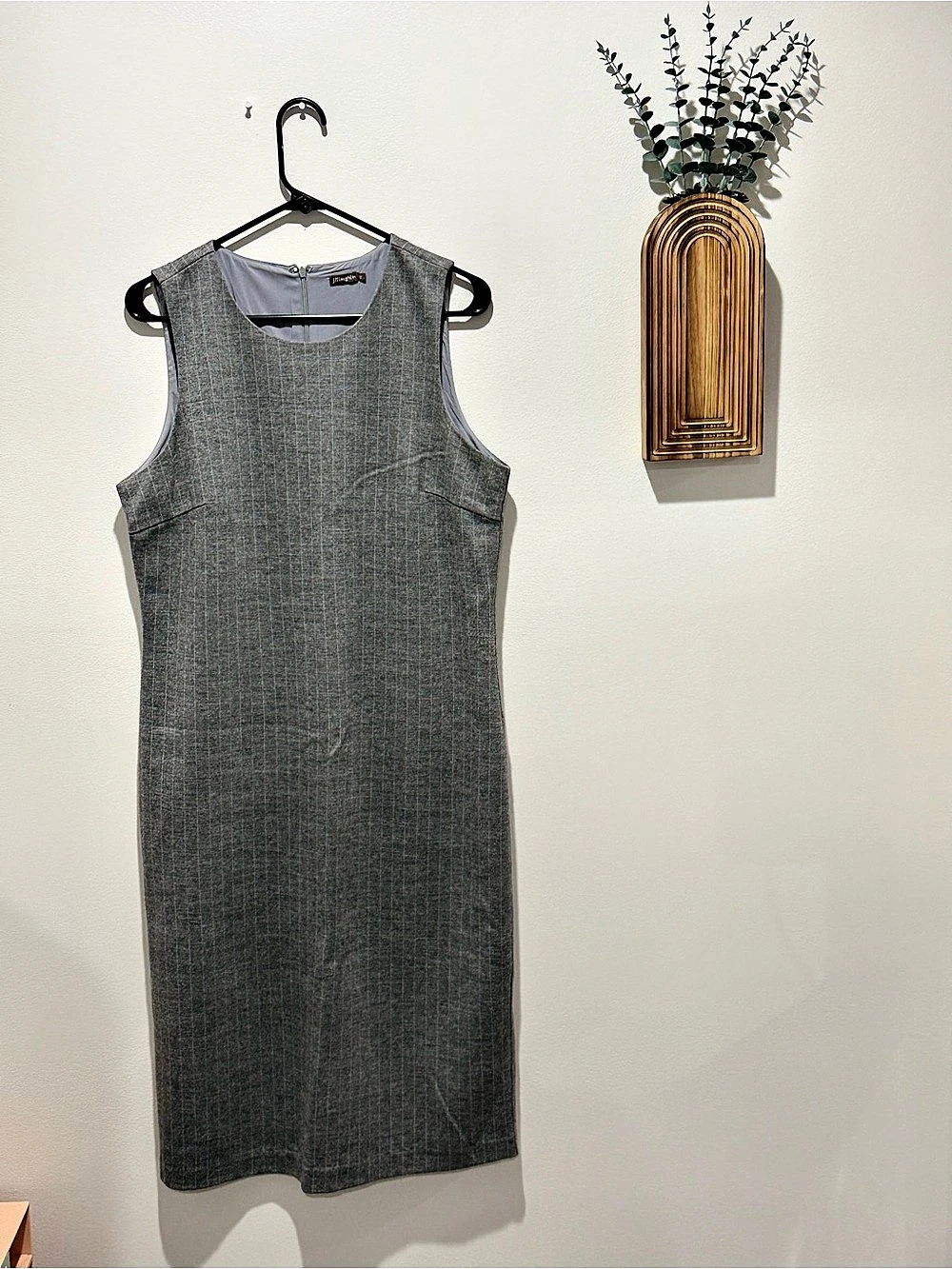 Gray pins striped midi Dress